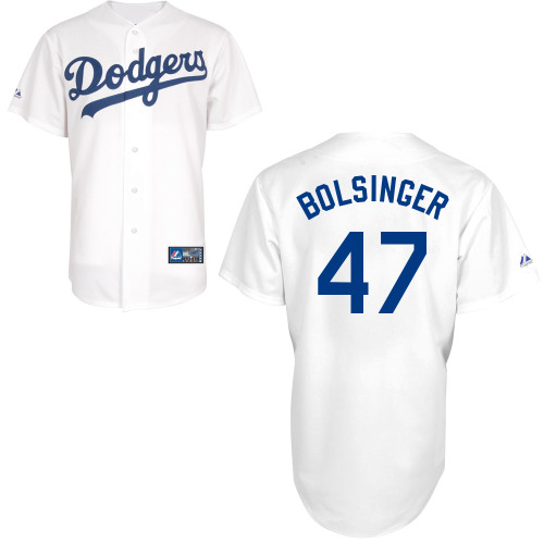 Mike Bolsinger #47 MLB Jersey-L A Dodgers Men's Authentic Home White Baseball Jersey